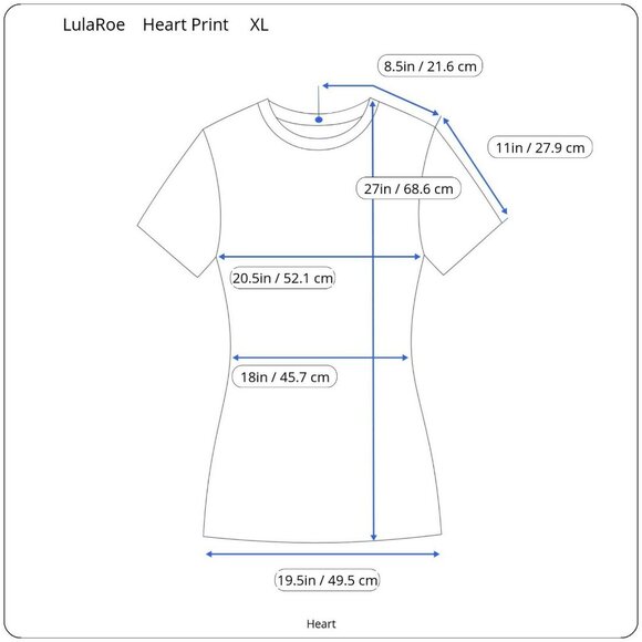 LulaRoe XL 3392 GiGi Peach Heart Squiggly Line Short Sleeve Poly/Spandex Shirt - Picture 2 of 12